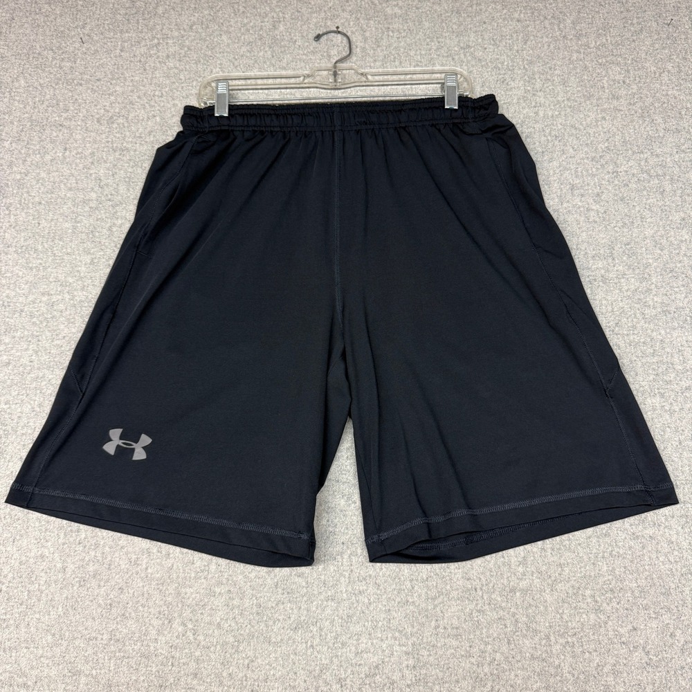 Under Armour Athletic Shorts Size Large Black Loose Fit Elastic Waist Sport Gym